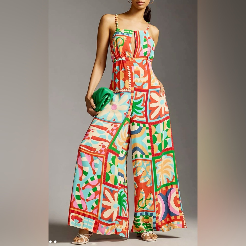 FarmRio Cutout wide Leg Jumpsuit Size M